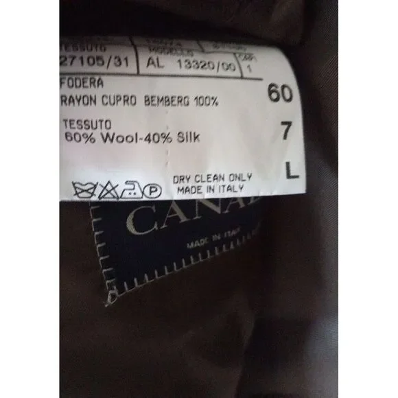 CANALI Suit Jacket Mens Mustard Green Houndstooth‎ Plaid Cashmere Wool Silk
